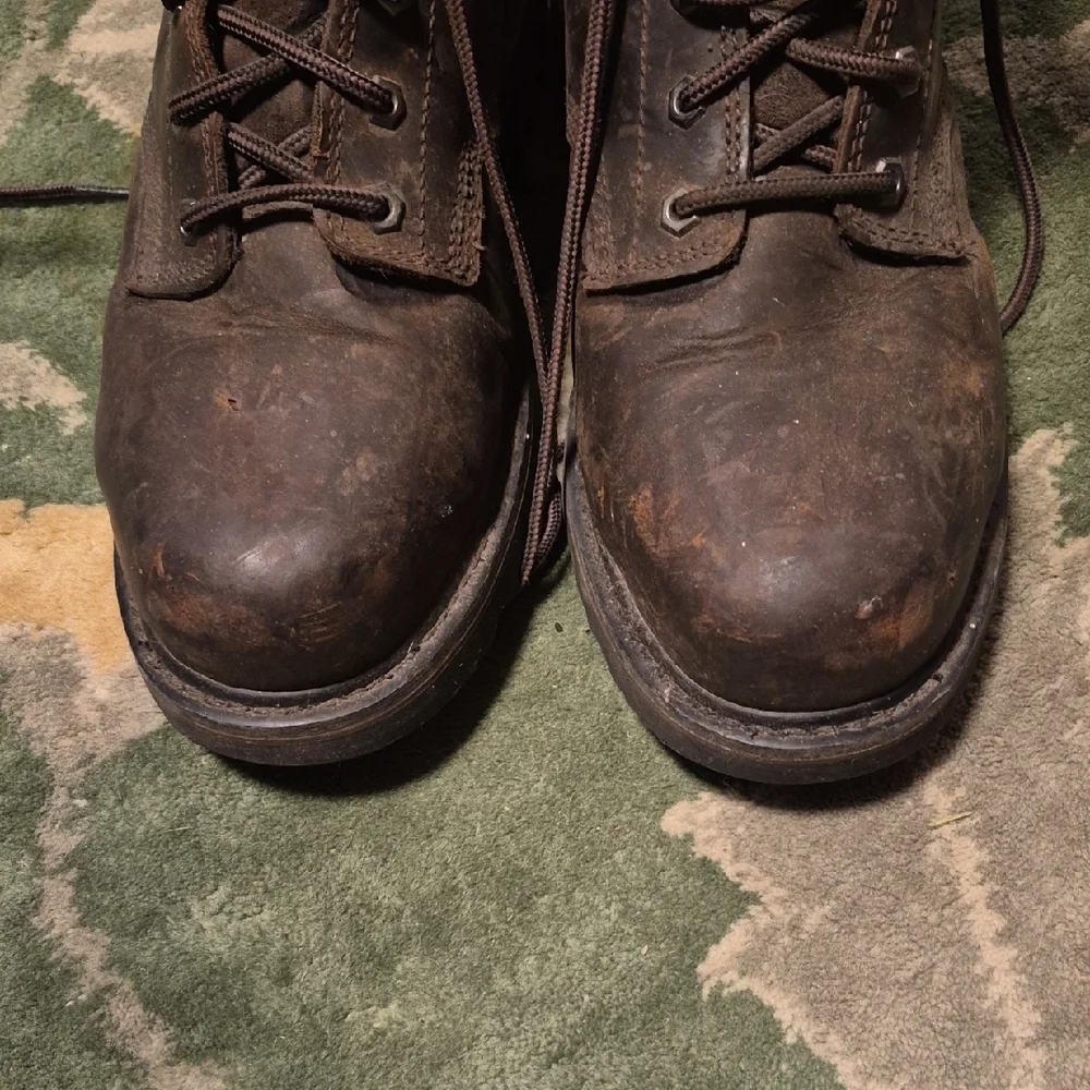 Timberland PRO Brown Leather Work Boots with Lace-Up Front